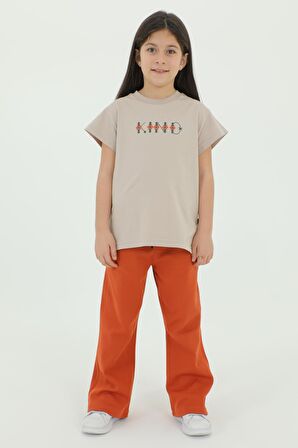 Bisiklet Yaka Baskı Detaylı Kız Çocuk Alt Üst Takım