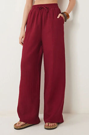 Balenbi Kadın Beli Lastikli Palazzo Müslin Pantolon 1096