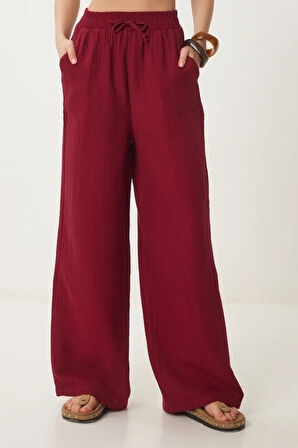 Balenbi Kadın Beli Lastikli Palazzo Müslin Pantolon 1096