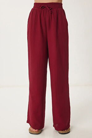 Balenbi Kadın Beli Lastikli Palazzo Müslin Pantolon 1096