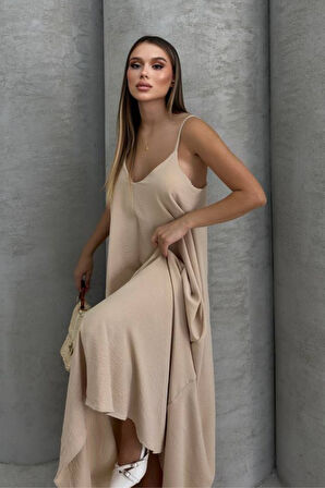 Balenbi Kadın Aerobin Kumaş Ayarlanabilir Askılı Uzun Elbise 1099