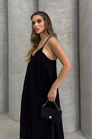 Balenbi Kadın Aerobin Kumaş Ayarlanabilir Askılı Uzun Elbise 1099