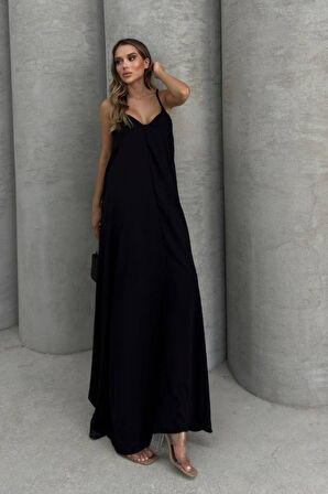 Balenbi Kadın Aerobin Kumaş Ayarlanabilir Askılı Uzun Elbise 1099