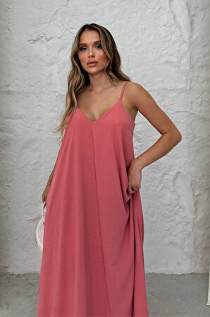 Balenbi Kadın Aerobin Kumaş Ayarlanabilir Askılı Uzun Elbise 1099