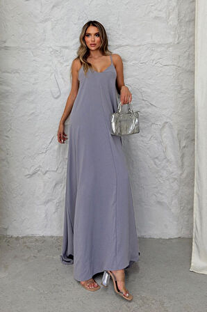 Balenbi Kadın Aerobin Kumaş Ayarlanabilir Askılı Uzun Elbise 1099