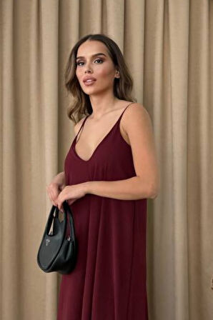 Balenbi Kadın Aerobin Kumaş Ayarlanabilir Askılı Uzun Elbise 1099