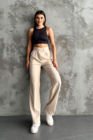 Balenbi Kadın Double Krep Likralı Cırt Kapama Palazzo Pantolon 1103