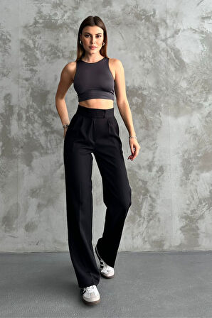 Balenbi Kadın Double Krep Likralı Cırt Kapama Palazzo Pantolon 1103