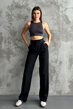 Balenbi Kadın Double Krep Likralı Cırt Kapama Palazzo Pantolon 1103