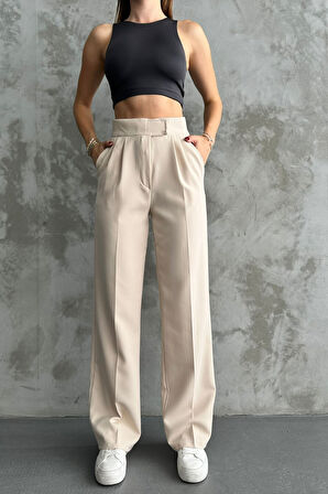 Balenbi Kadın Double Krep Likralı Cırt Kapama Palazzo Pantolon 1103