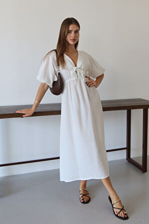 Balenbi Kadın Basic Önden Bağlamalı Müslin Elbise 1105