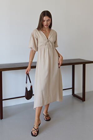 Balenbi Kadın Basic Önden Bağlamalı Müslin Elbise 1105