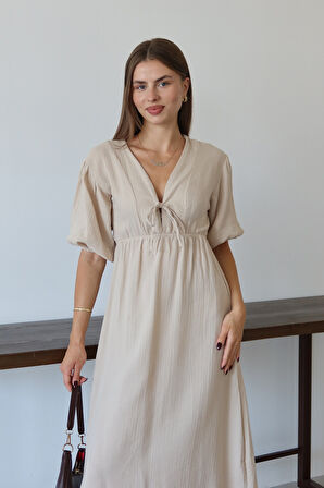 Balenbi Kadın Basic Önden Bağlamalı Müslin Elbise 1105
