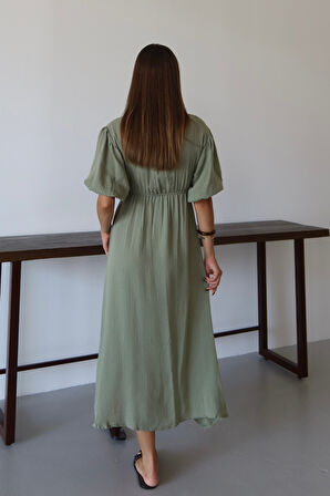 Balenbi Kadın Basic Önden Bağlamalı Müslin Elbise 1105