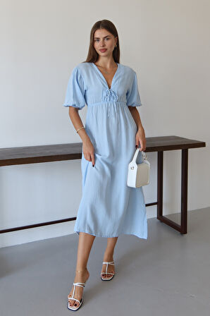 Balenbi Kadın Basic Önden Bağlamalı Müslin Elbise 1105