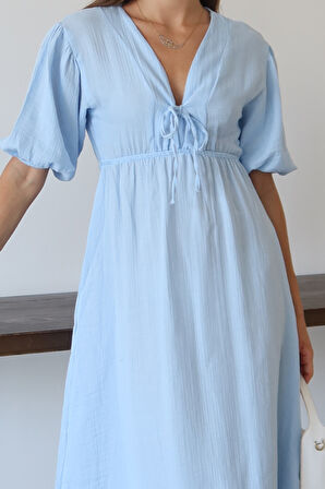 Balenbi Kadın Basic Önden Bağlamalı Müslin Elbise 1105