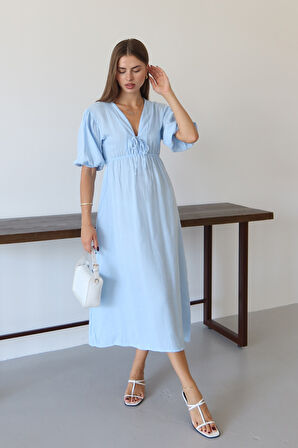 Balenbi Kadın Basic Önden Bağlamalı Müslin Elbise 1105