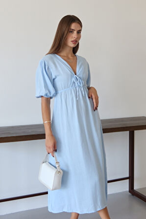 Balenbi Kadın Basic Önden Bağlamalı Müslin Elbise 1105