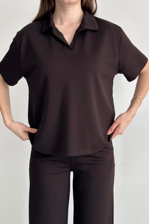 Balenbi Kadın Modal Kumaş Yarım Kollu Polo Yaka Eşofman Takımı 1210