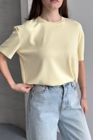 Balenbi Kadın Modal Bisiklet Yaka Basic Yarım Kollu T-Shirt 1211