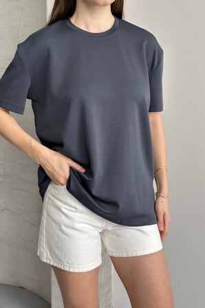 Balenbi Kadın Modal Bisiklet Yaka Basic Yarım Kollu T-Shirt 1211