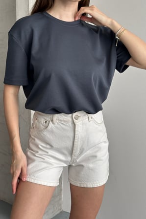 Balenbi Kadın Modal Bisiklet Yaka Basic Yarım Kollu T-Shirt 1211