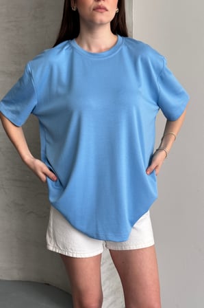 Balenbi Kadın Modal Bisiklet Yaka Basic Yarım Kollu T-Shirt 1211