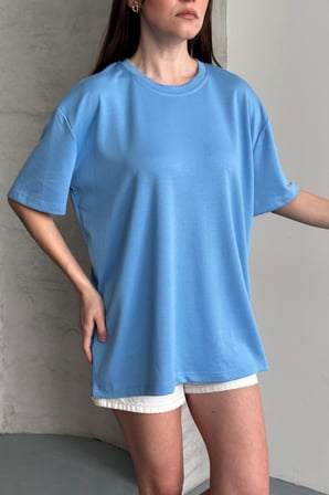 Balenbi Kadın Modal Bisiklet Yaka Basic Yarım Kollu T-Shirt 1211