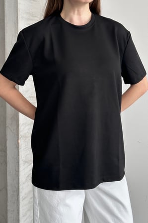 Balenbi Kadın Modal Bisiklet Yaka Basic Yarım Kollu T-Shirt 1211