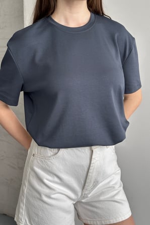Balenbi Kadın Modal Bisiklet Yaka Basic Yarım Kollu T-Shirt 1211