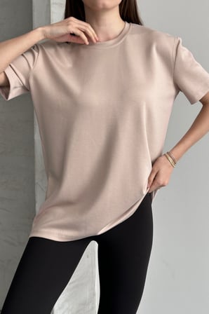 Balenbi Kadın Modal Bisiklet Yaka Basic Yarım Kollu T-Shirt 1211