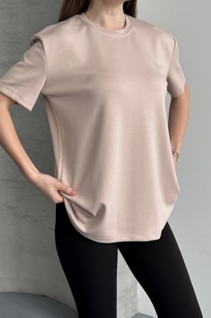 Balenbi Kadın Modal Bisiklet Yaka Basic Yarım Kollu T-Shirt 1211