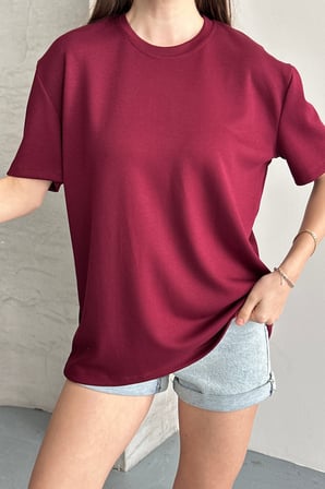 Balenbi Kadın Modal Bisiklet Yaka Basic Yarım Kollu T-Shirt 1211