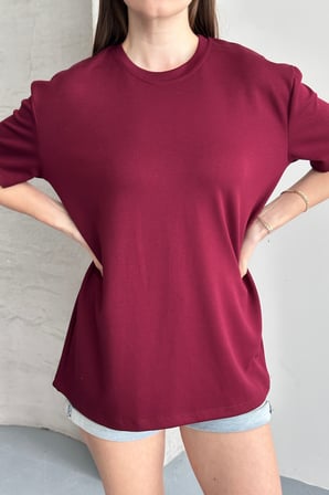 Balenbi Kadın Modal Bisiklet Yaka Basic Yarım Kollu T-Shirt 1211