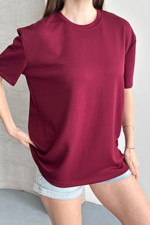 Balenbi Kadın Modal Bisiklet Yaka Basic Yarım Kollu T-Shirt 1211