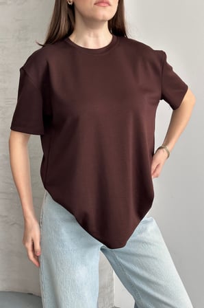 Balenbi Kadın Modal Bisiklet Yaka Basic Yarım Kollu T-Shirt 1211