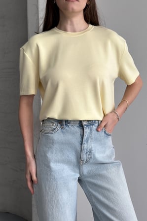 Balenbi Kadın Modal Bisiklet Yaka Basic Yarım Kollu T-Shirt 1211