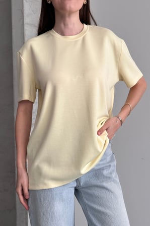 Balenbi Kadın Modal Bisiklet Yaka Basic Yarım Kollu T-Shirt 1211