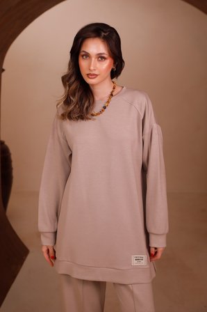 Balenbi Kadın Oysh Modal Kumaş Oversize 80 cm Tunik Bol Paça Pantolon Tesettür Takım 1228