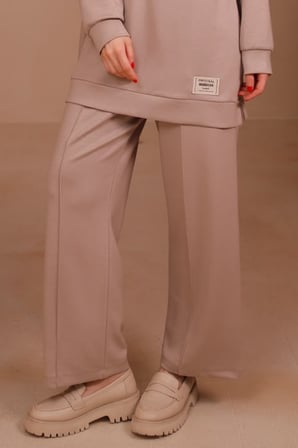 Balenbi Kadın Oysh Modal Kumaş Oversize 80 cm Tunik Bol Paça Pantolon Tesettür Takım 1228
