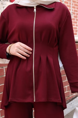 Balenbi Kadın Oversize Kesim Beli Pileli Ful Fermuarlı Modal Takım 1235