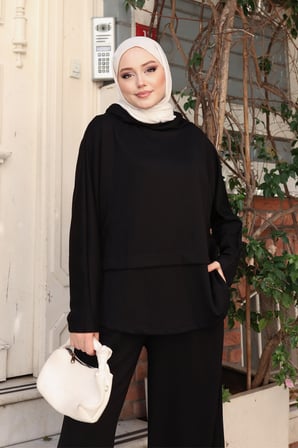 Balenbi Kadın Oversize Kesim Kapüşonlu Salaş Spor Oysh Modal Takım 1236