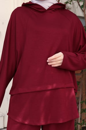 Balenbi Kadın Oversize Kesim Kapüşonlu Salaş Spor Oysh Modal Takım 1236