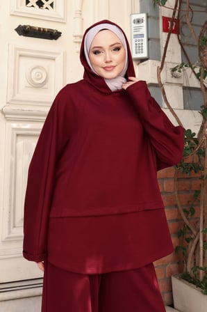Balenbi Kadın Oversize Kesim Kapüşonlu Salaş Spor Oysh Modal Takım 1236
