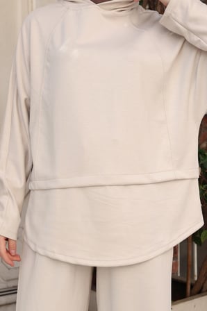 Balenbi Kadın Oversize Kesim Kapüşonlu Salaş Spor Oysh Modal Takım 1236
