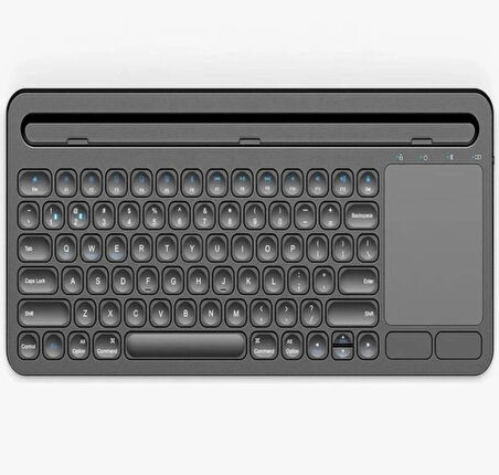 Kablosuz Type-C Şarjlı Bluetooth Klavye Touchpadli Telefon-Tablet Standlı iOS/Android/Windows Uyumlu
