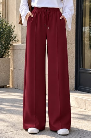 Balenbi Kadın Scuba Kumaş Basic Tam Boy Çımalı Palazzo Pantolon 377 - Premium Seri