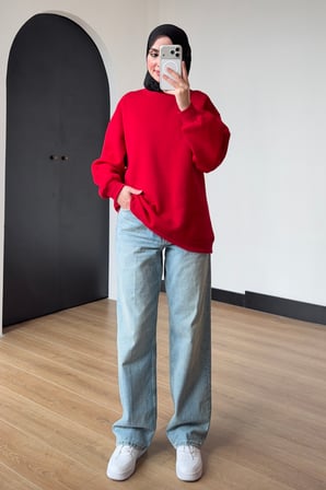 Balenbi Kadın 3 İplik Şardonlu Bisiklet Yaka Basic Tesettür Sweatshirt 397
