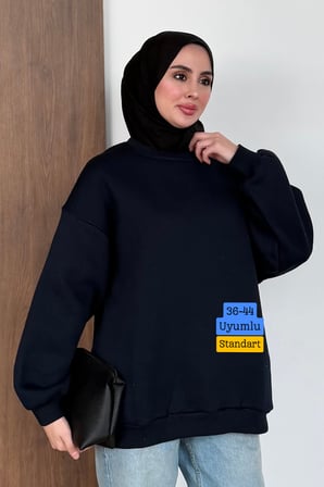 Balenbi Kadın 3 İplik Şardonlu Bisiklet Yaka Basic Tesettür Sweatshirt 397