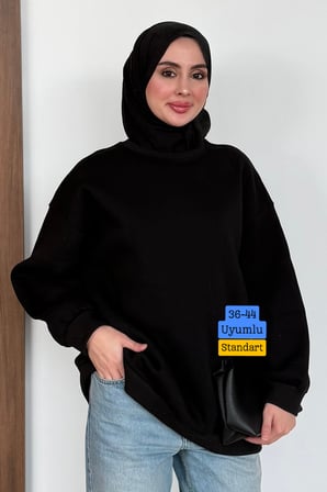 Balenbi Kadın 3 İplik Şardonlu Bisiklet Yaka Basic Tesettür Sweatshirt 397